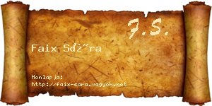 Faix Sára névjegykártya